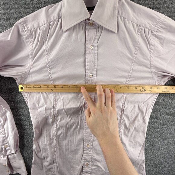 Gucci Purple Size 15 Long Sleeve Button Up Shirt Italy Made Authentic Cotton Mix - Picture 7 of 16